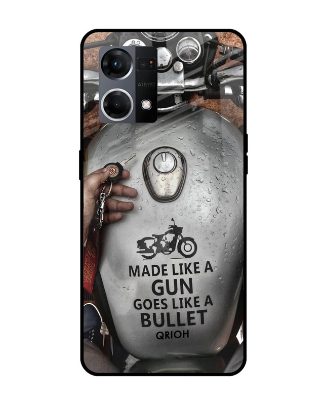 Shop Royal Bike Typography Premium Glass Cover For OPPO F21 Pro 4G (Impact Resistant, Matte Finish)-Front
