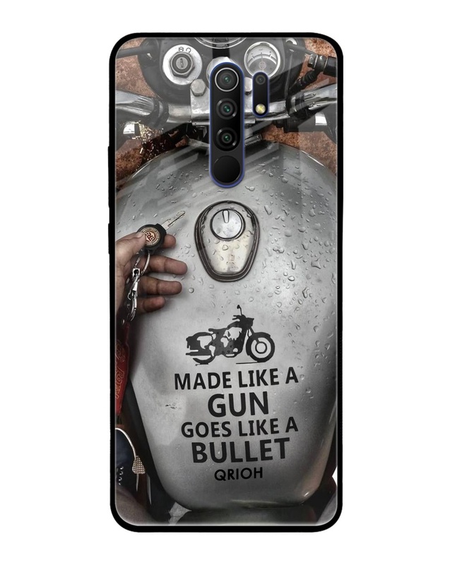 Shop Royal Bike Typography Premium Glass Cover For Xiaomi Redmi 9 Prime (Impact Resistant, Matte Finish)-Front