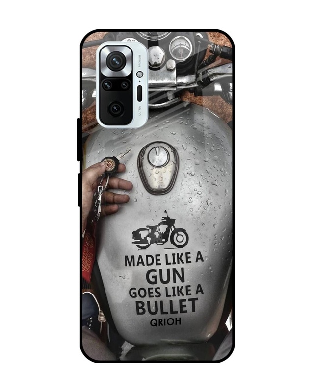 Shop Royal Bike Typography Premium Glass Cover For Xiaomi Redmi Note 10 Pro (Matte Finish)-Front