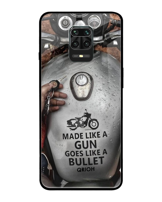 Shop Royal Bike Typography Premium Glass Cover For Xiaomi Redmi Note 9 Pro (Matte Finish)-Front