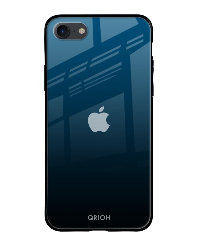 Shop Sailor Blue Premium Glass Cover For iPhone SE 2020 (Impact Resistant, Matte Finish)-Front