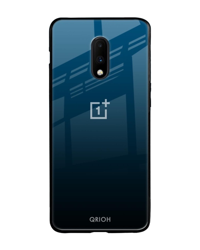 Shop Sailor Blue Premium Glass Cover For OnePlus 7 (Impact Resistant, Matte Finish)-Front