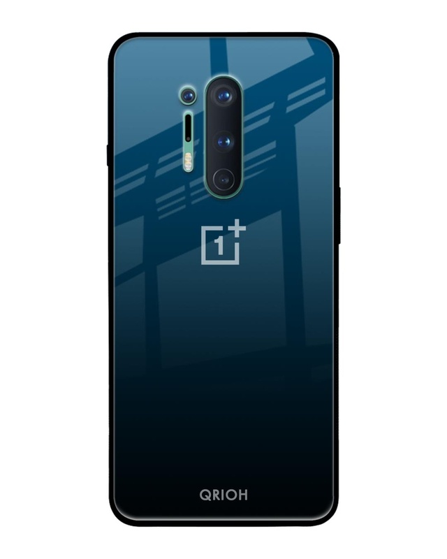 Shop Sailor Blue Premium Glass Cover For OnePlus 8 Pro (Impact Resistant, Matte Finish)-Front