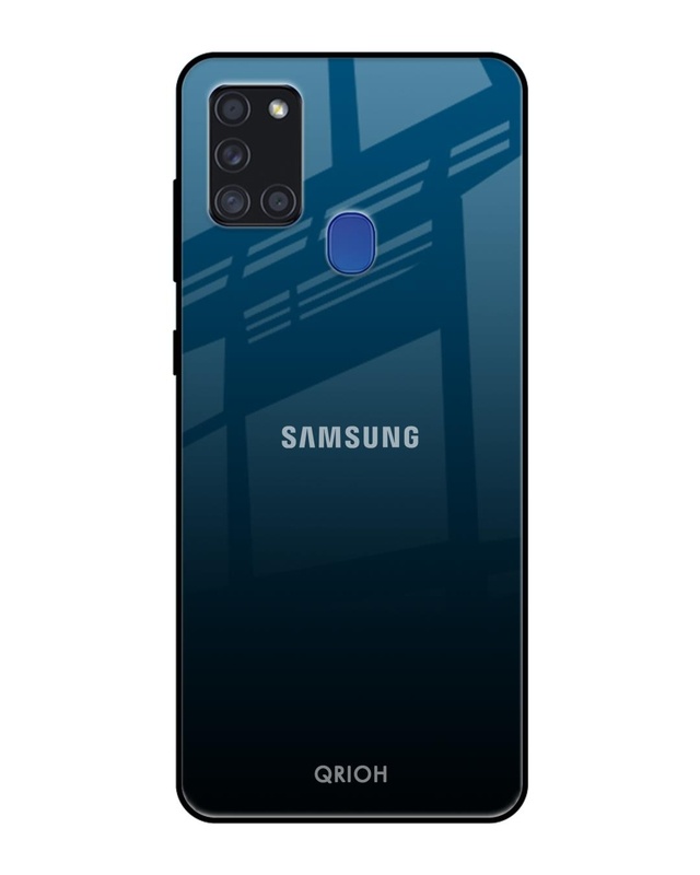 Shop Sailor Blue Premium Glass Cover For Samsung Galaxy A21s(Impact Resistant, Matte Finish)-Front
