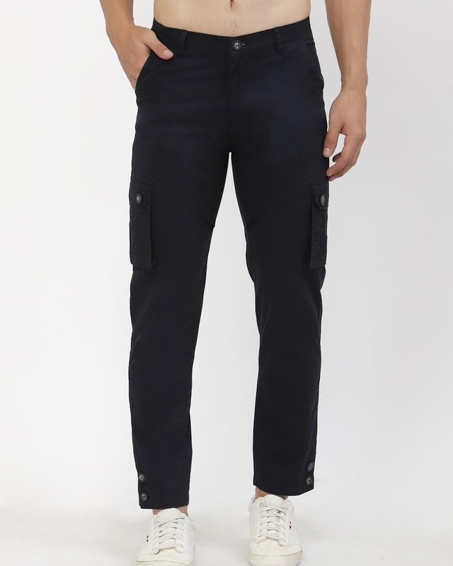 Shop Men's Blue Cargo Trousers-Front