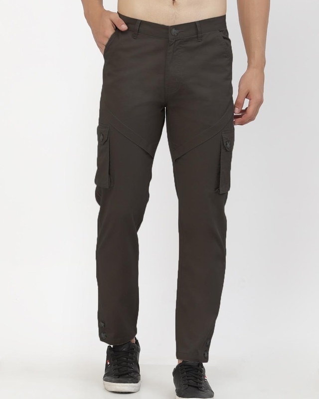 Shop Men's Brown Cargo Trousers-Front