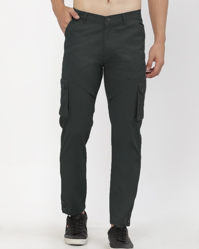 Shop Men's Olive Cargo Trousers-Front