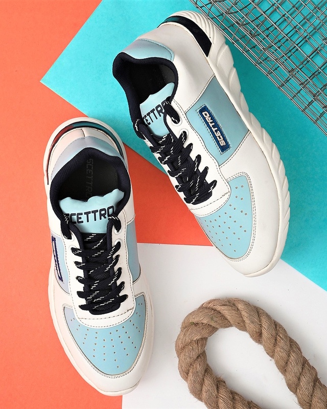 Shop Scettro Men's Blue Color Blocked Sneakers-Front