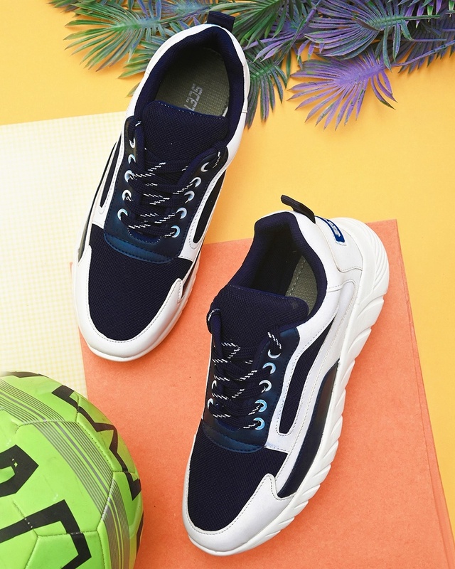 Shop Men's Blue Color Blocked Sneakers-Front
