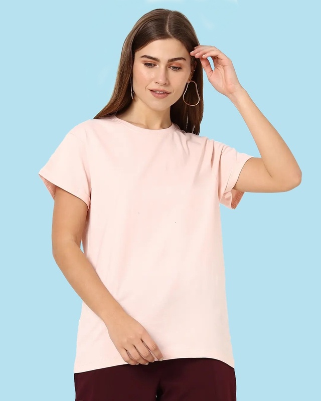 Shop Women's Seashell Pink Boyfriend T-Shirt-Front