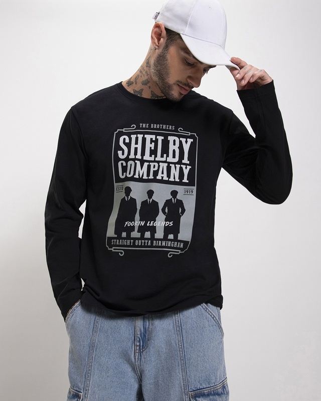 Shop Men's Black Shelby Brother Typography T-shirt-Front