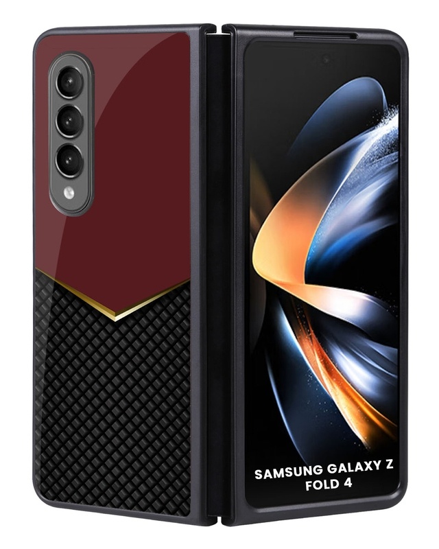 Shop Shining Chevron Red Premium Glass Case for Samsung Galaxy Z Fold4 5G(Shock Proof, Scratch Resistant)-Front