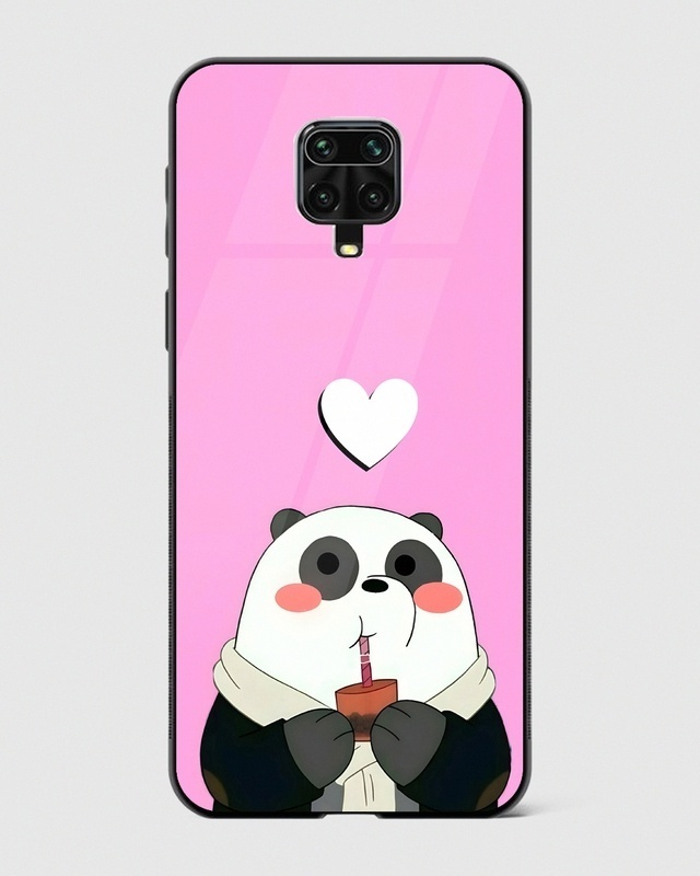 Shop Sipper Panda Premium Glass Case for Xiaomi Redmi Note 9 Pro-Front