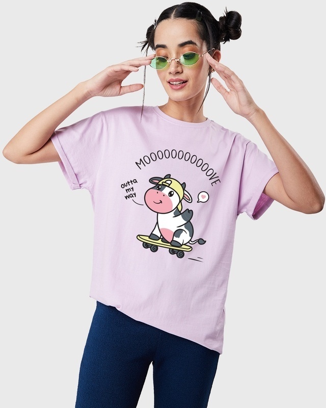 Shop Women's Purple Skater Moove Graphic Printed Boyfriend T-shirt-Front