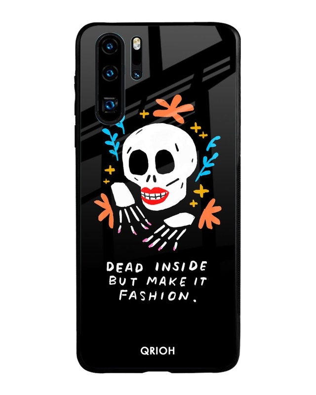 Shop Skeleton Printed Premium Glass Cover For Huawei P30 Pro (Impact Resistant, Matte Finish)-Front