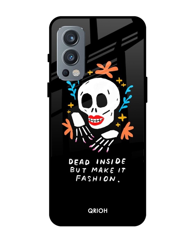 Shop Skeleton Printed Premium Glass Cover For OnePlus Nord 2 5G (Impact Resistant, Matte Finish)-Front