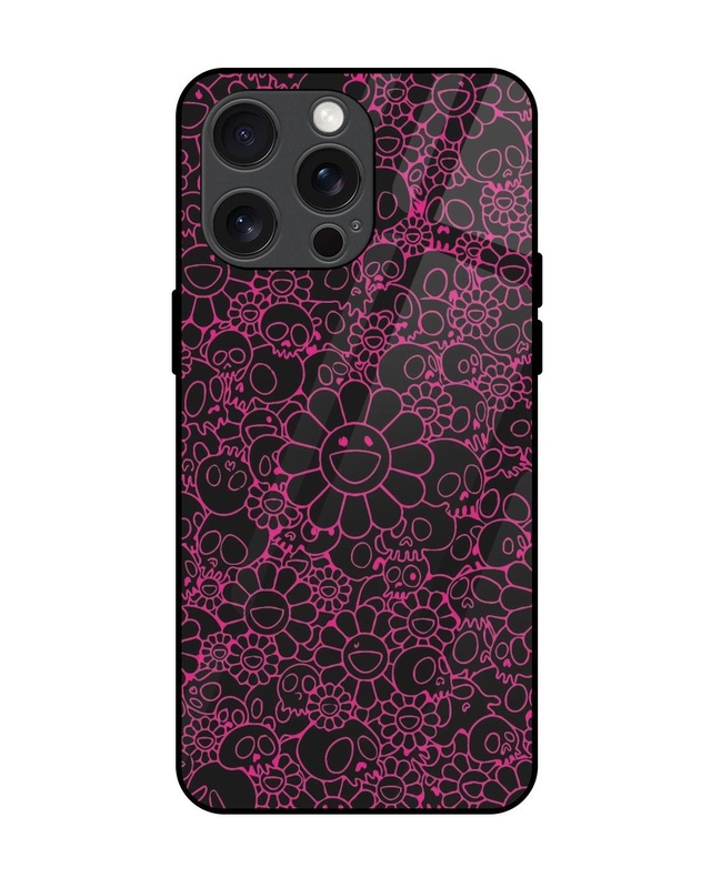 Shop Skull Flowers Premium Glass Cover for Apple iPhone 15 Pro Max-Front