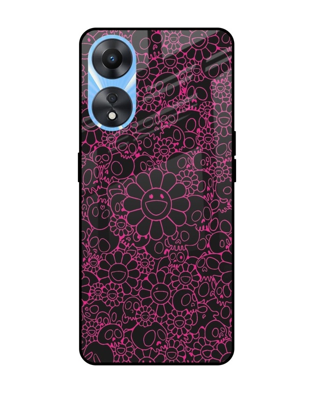 Skull Flowers Premium Glass Cover for Oppo A58 5G