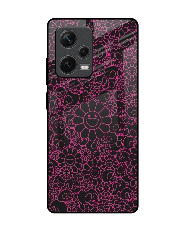 Skull Flowers Premium Glass Cover for Redmi Note 12 Pro Plus 5G