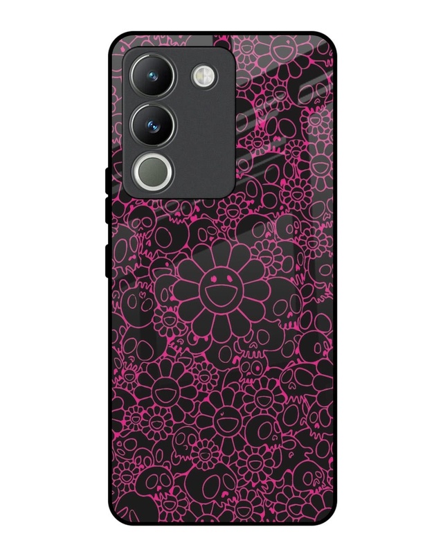 Skull Flowers Premium Glass Cover for Vivo Y200 5G