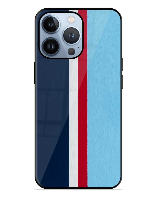 Shop Sky Blue Stripe Premium Glass Case for Apple Iphone 13 Pro Max (Shock Proof, Scratch Resistant)-Front