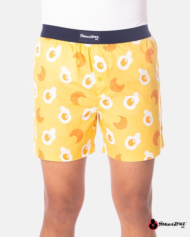Shop Smugglerz Eggs & Croissants Boxer Yellow-Front