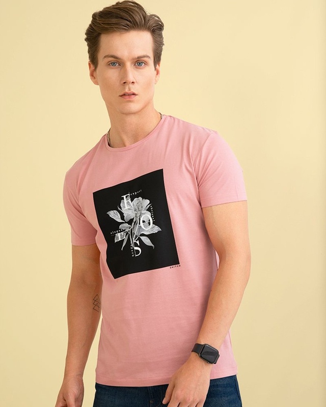 Shop Snitch Rose Salmon Pink Graphic T-Shirt-Front