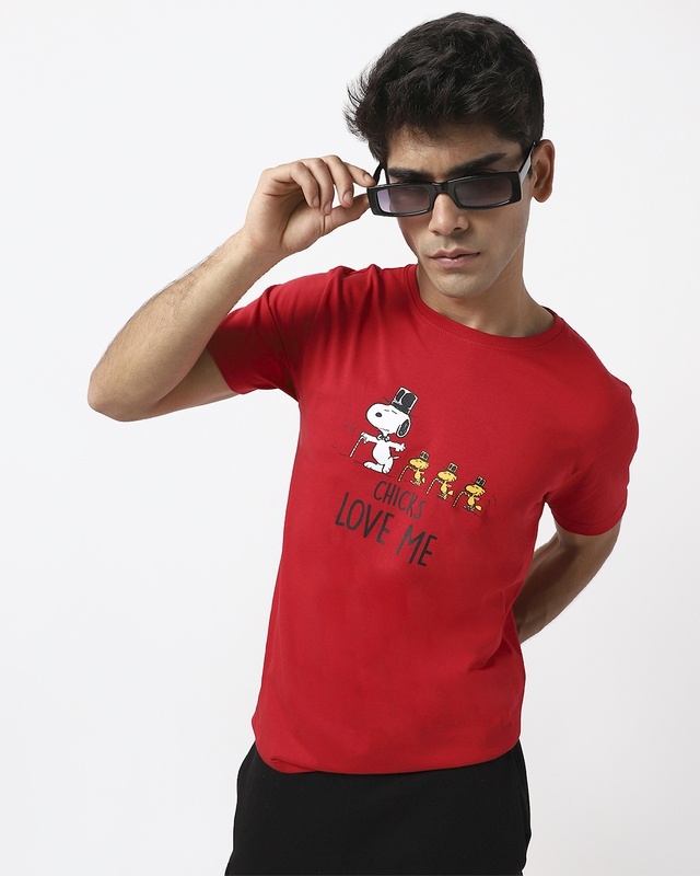 Shop Snoopy Chicks Half Sleeve T-shirt-Front