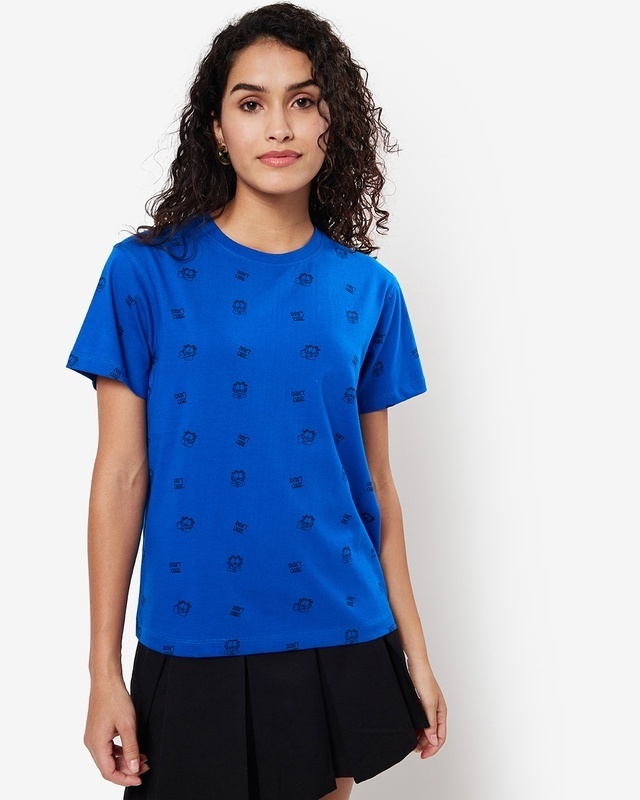 Shop Women's Snorkel Blue All Over Printed T-shirt-Front