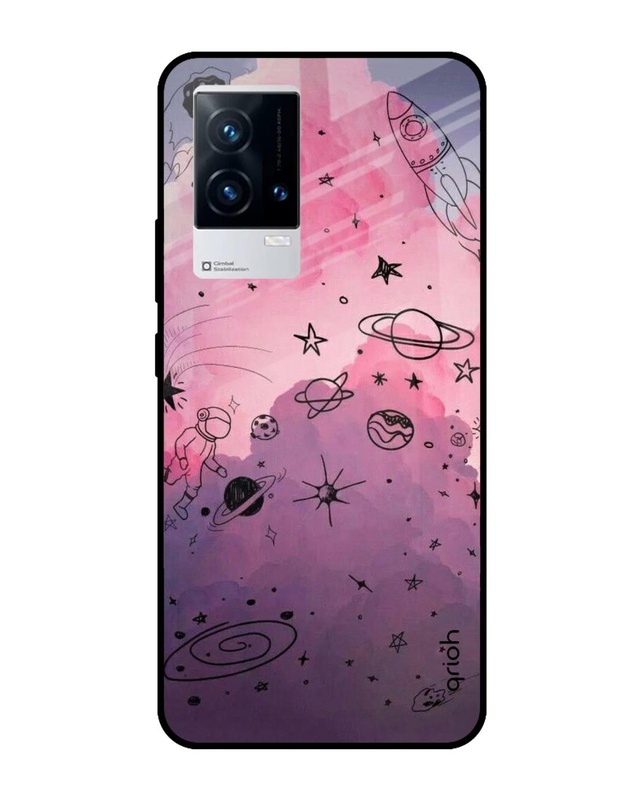 Shop Space Doodles Printed Premium Glass Cover for IQOO9 5G (Shockproof, Light Weight)-Front