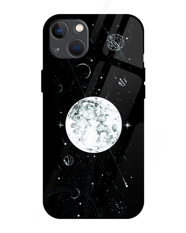 Space Symbols 2 Premium Glass Cover for Apple iPhone 13-Front Bewakoof Shop Space Symbols 2 Premium Glass Cover for Apple iPhone 13-Front