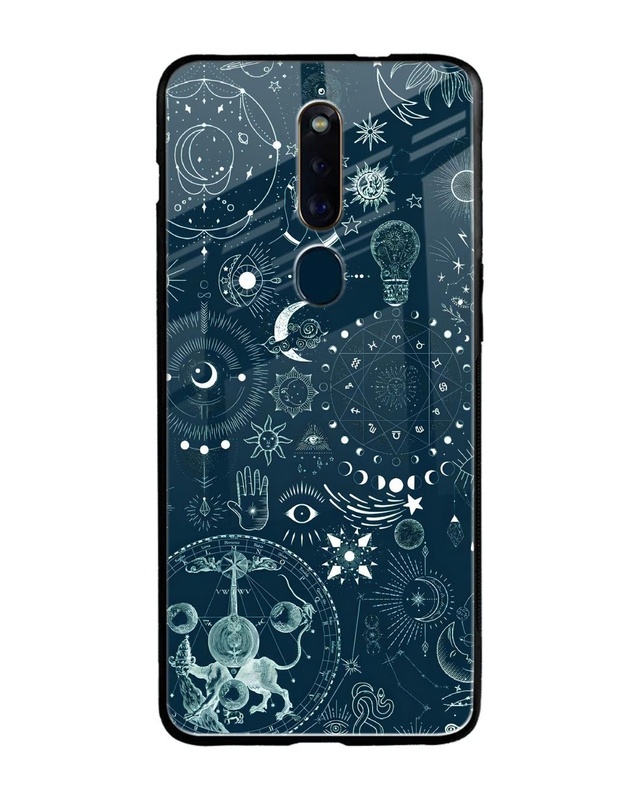 Space Symbols Premium Glass Cover for Oppo F11 Pro