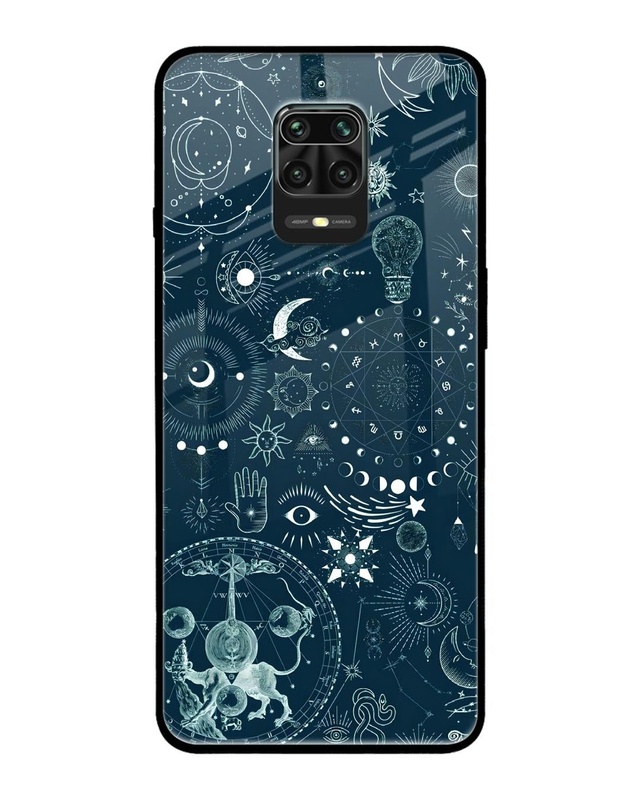 Shop Space Symbols Premium Glass Cover for Redmi Note 9 Pro Max-Front