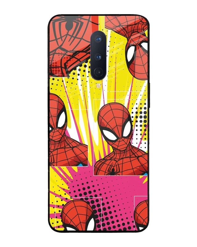 Shop Spider Man Angles Premium Glass Cover for OnePlus 8-Front