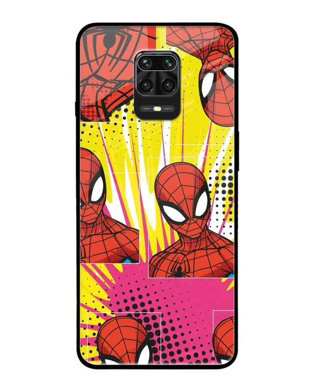 Shop Spider Man Angles Premium Glass Cover for Redmi Note 9 Pro Max-Front