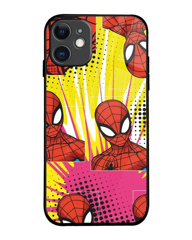 Spidey Angles Premium Glass Cover for Apple iPhone 11-Front Bewakoof Shop Spidey Angles Premium Glass Cover for Apple iPhone 11-Front