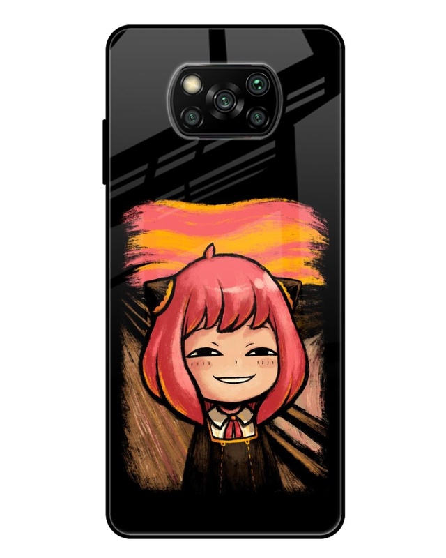 Shop Spy X Family Premium Glass Case for Xiaomi Poco x3 (Shock Proof, Scratch Resistant)-Front