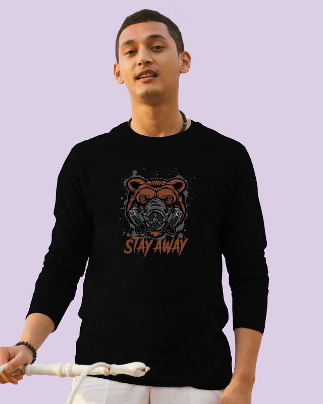 Shop Stay Away Bear Full Sleeve T-Shirt-Front