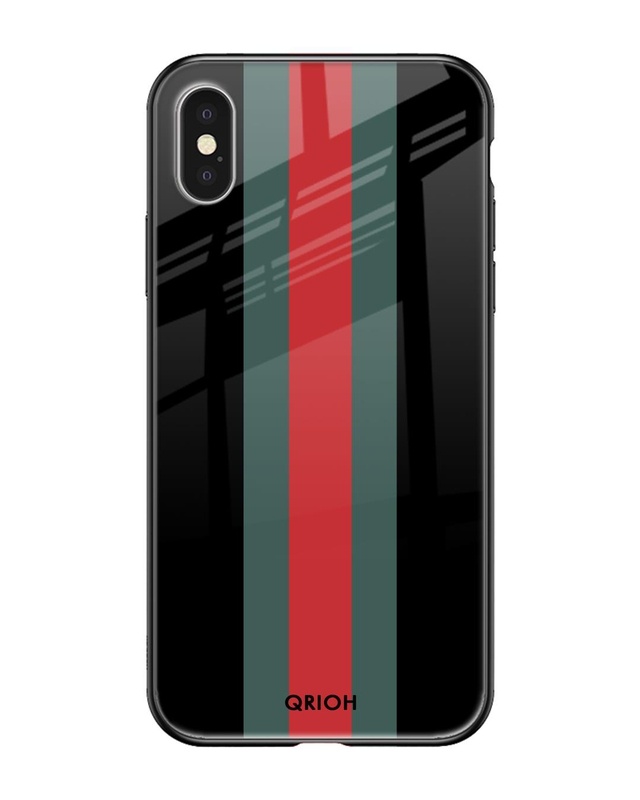 Shop Striped Premium Glass Cover For iPhone X (Impact Resistant, Matte Finish)-Front