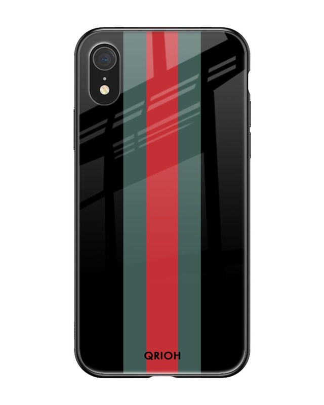Shop Striped Premium Glass Cover For iPhone XR (Impact Resistant, Matte Finish)-Front