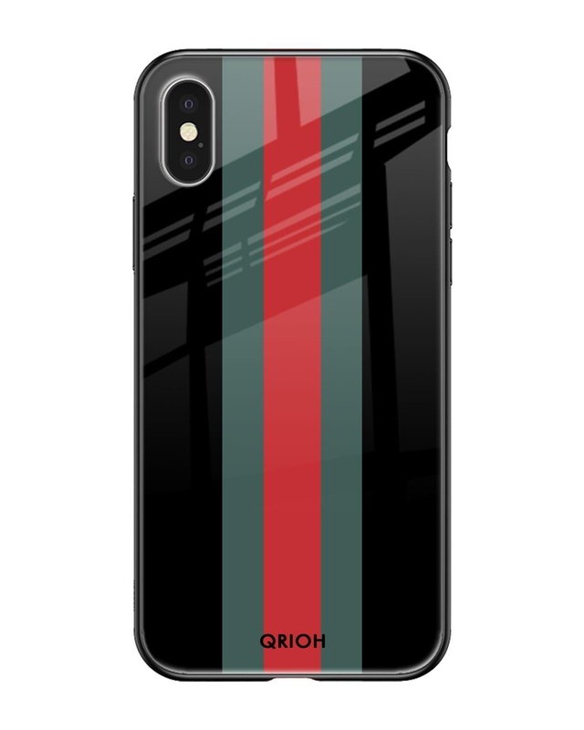 Shop Striped Premium Glass Cover For iPhone XS Max (Impact Resistant, Matte Finish)-Front
