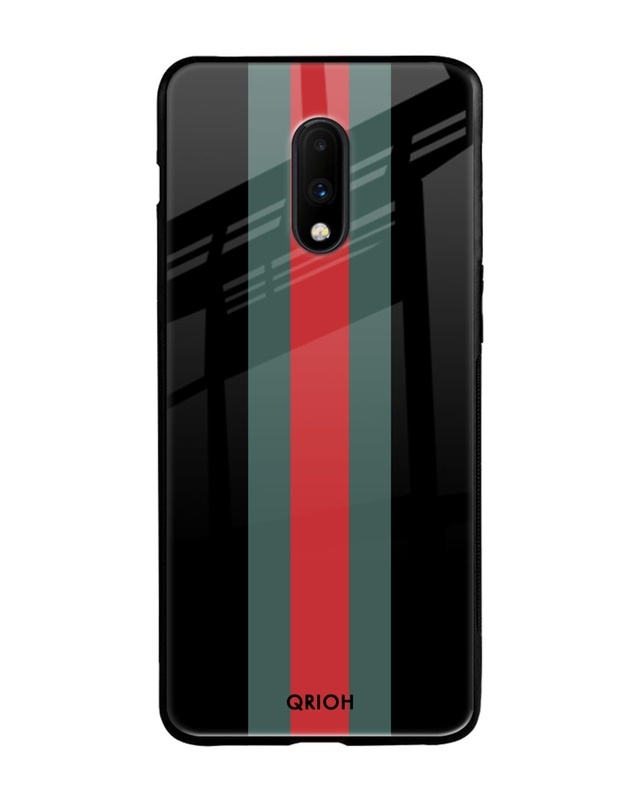 Shop Striped Premium Glass Cover For OnePlus 7 (Impact Resistant, Matte Finish)-Front