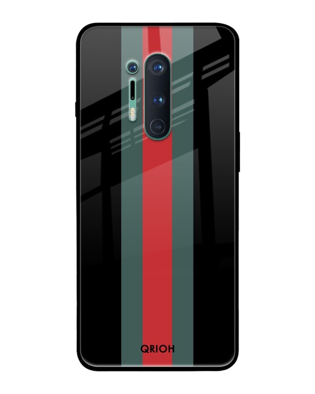 Shop Striped Premium Glass Cover For OnePlus 8 Pro (Impact Resistant, Matte Finish)-Front