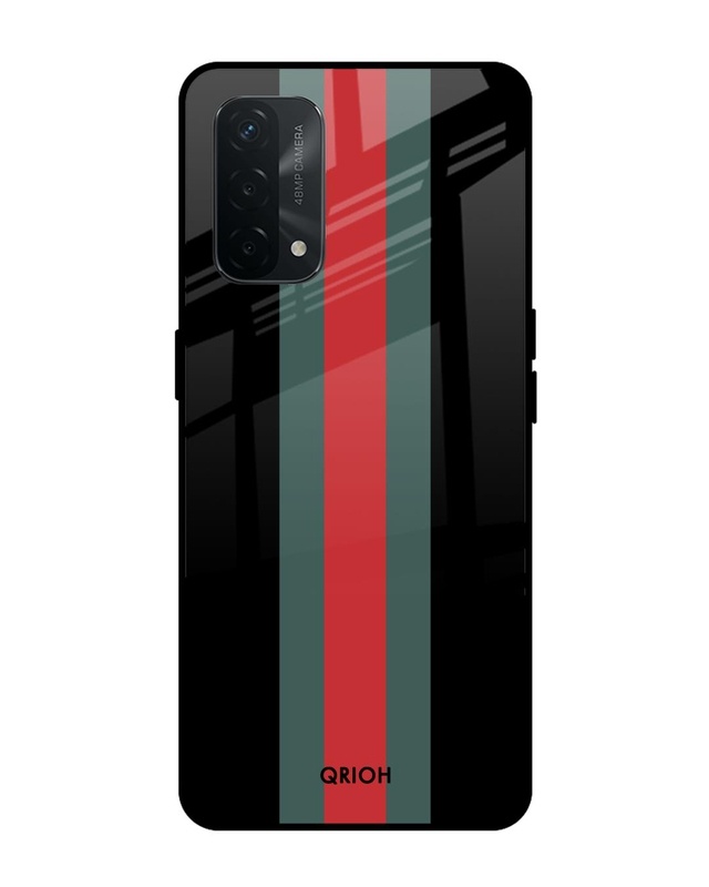 Shop Striped Premium Glass Cover For Oppo A74 (Impact Resistant, Matte Finish)-Front
