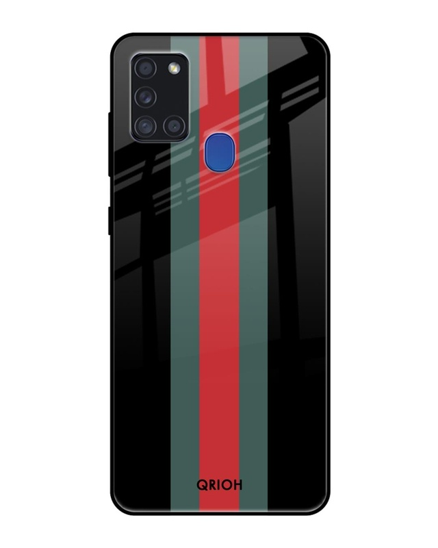 Shop Striped Premium Glass Cover For Samsung Galaxy A21s(Impact Resistant, Matte Finish)-Front