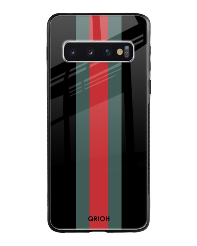 Shop Striped Premium Glass Cover For Samsung Galaxy S10(Impact Resistant, Matte Finish)-Front