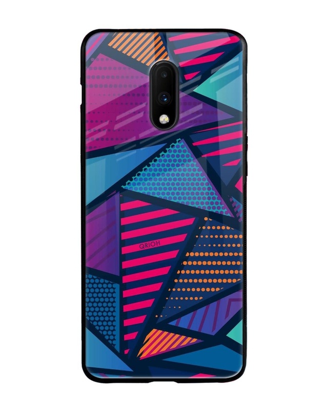 Shop Structural Abstract Premium Glass Case for OnePlus 7 (Shock Proof, Scratch Resistant)-Front