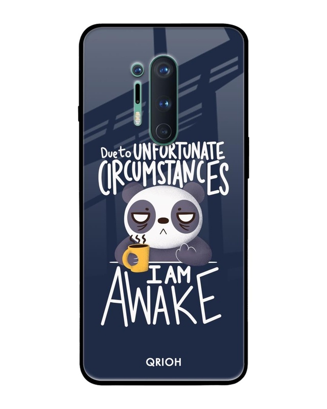 Shop Struggling Panda Typography Premium Glass Cover For OnePlus 8 Pro (Impact Resistant, Matte Finish)-Front