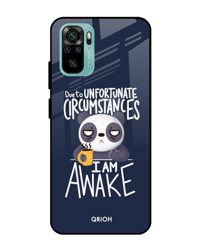 Shop Struggling Panda Typography Premium Glass Cover For Xiaomi Redmi Note 10 (Matte Finish)-Front