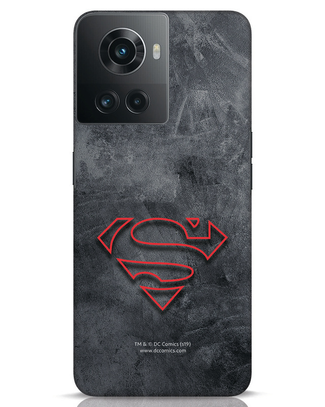 Shop Superman Logo Line Designer Hard Cover for OnePlus 10 R-Front
